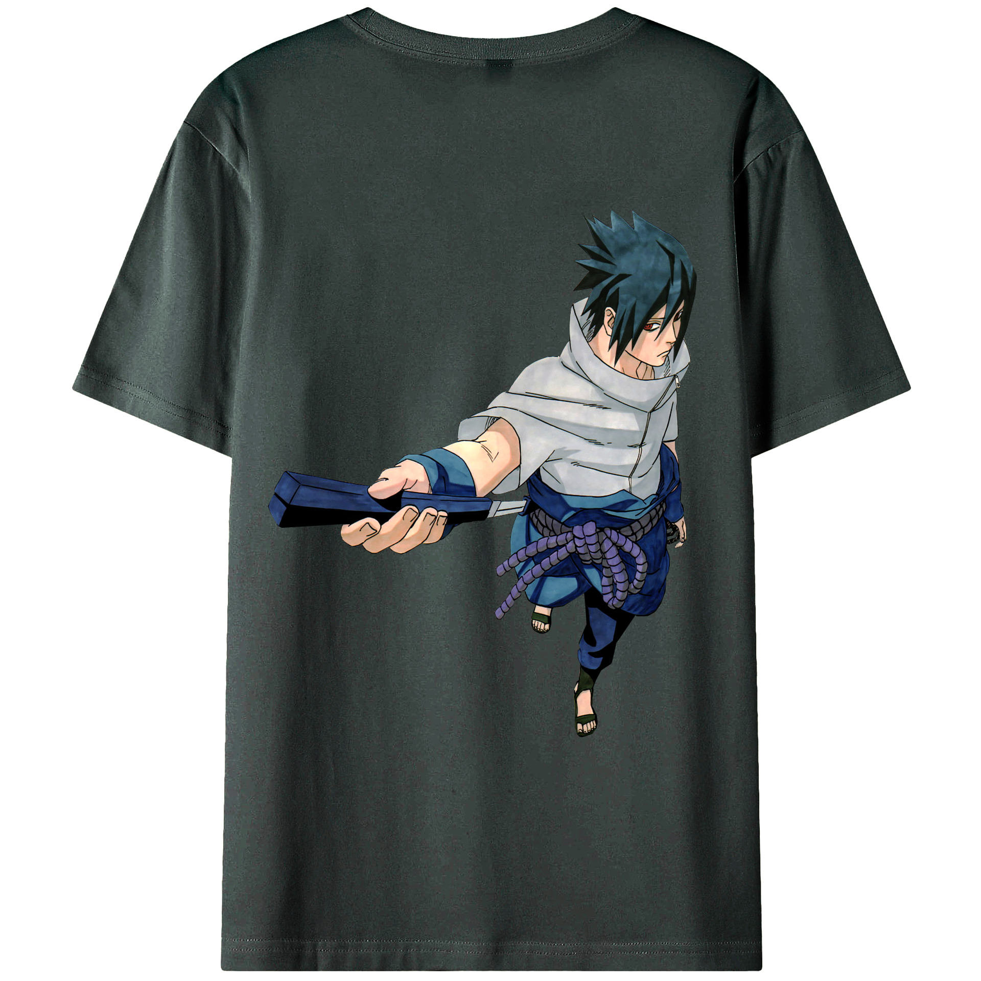 （画像用） NARUTO -ナルト- うちは サスケ Uchiha Sasuke 綿100％ メンズ半袖Tシャツ（バックプリント） 通気性